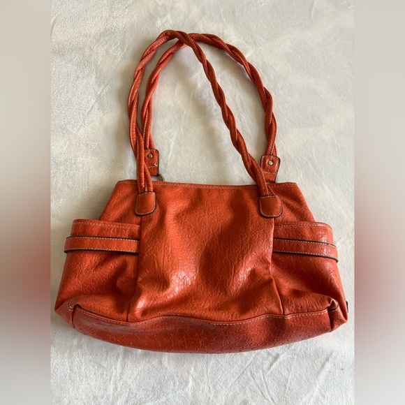 Vintage Tote Handbag Elegant Orange Women's Leather RN#108833 - Picture 2 of 16